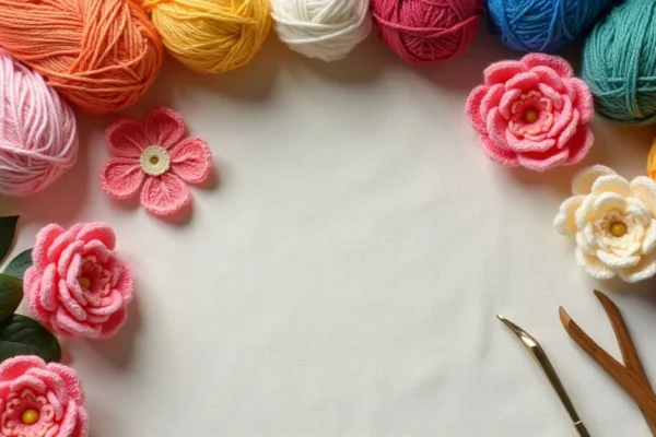 Best cotton yarn for crochet flowers skeins and crisp petals flat lay